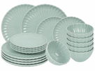 Service de vaisselle Cookinglife Cardida Vert 18 pièces / 6 personnes - 6 assiettes plates, 6 assiettes à dessert et 6 bols
