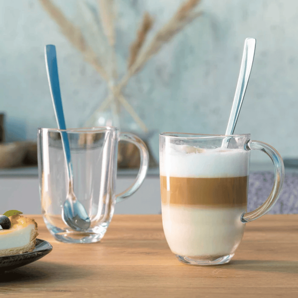 Verres à Latte Macchiato Leonardo - Napoli 380 ml + 2 cuillères - Résistants à la chaleur