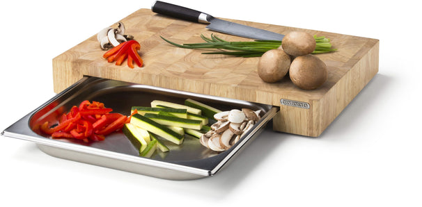 Planche à découper Continenta avec tiroir en inox - Bois - 48 cm x 33 cm