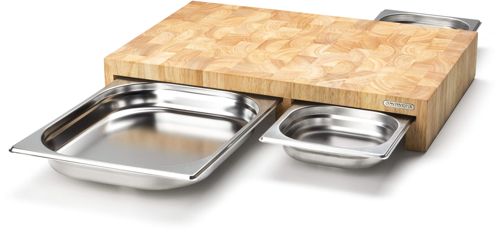Planche à découper Continenta avec tiroir en inox - Bois - 50x33cm