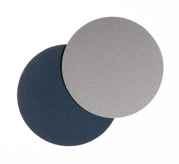 Set de sous-verres Cookinglife - en cuir vegan - Gris/bleu - ø10 cm - 6 pièces