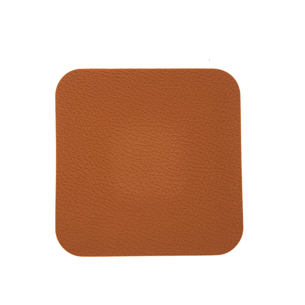 Set de sous-verres Cookinglife - en cuir vegan - Noir/Cognac - 10 cm - 6 pièces