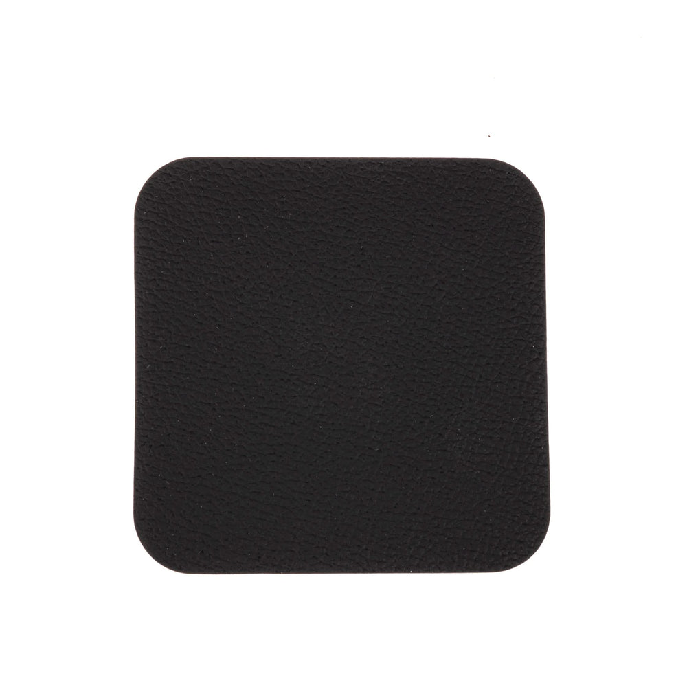 Set de sous-verres Cookinglife - en cuir vegan - Noir/Cognac - 10 cm - 6 pièces