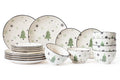 Service de table de Noël Cookinglife Vert 18 pièces / 6 personnes - 6 assiettes à dîner, 6 assiettes à petit-déjeuner & 6 bols