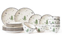 Service de table de Noël Cookinglife Vert 18 pièces / 6 personnes - 6 assiettes à dîner, 6 assiettes à petit-déjeuner & 6 bols