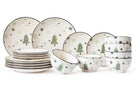 Service de table de Noël Cookinglife Vert 18 pièces / 6 personnes - 6 assiettes à dîner, 6 assiettes à petit-déjeuner & 6 bols