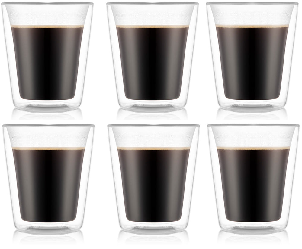 Verre à café et à thé double paroi Bodum Canteen - Valve brevetée - 200 ml - 6 pièces