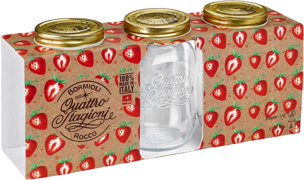 Ensemble de bocaux Bormioli Rocco - Weckpot - 1 litre - 3 pièces