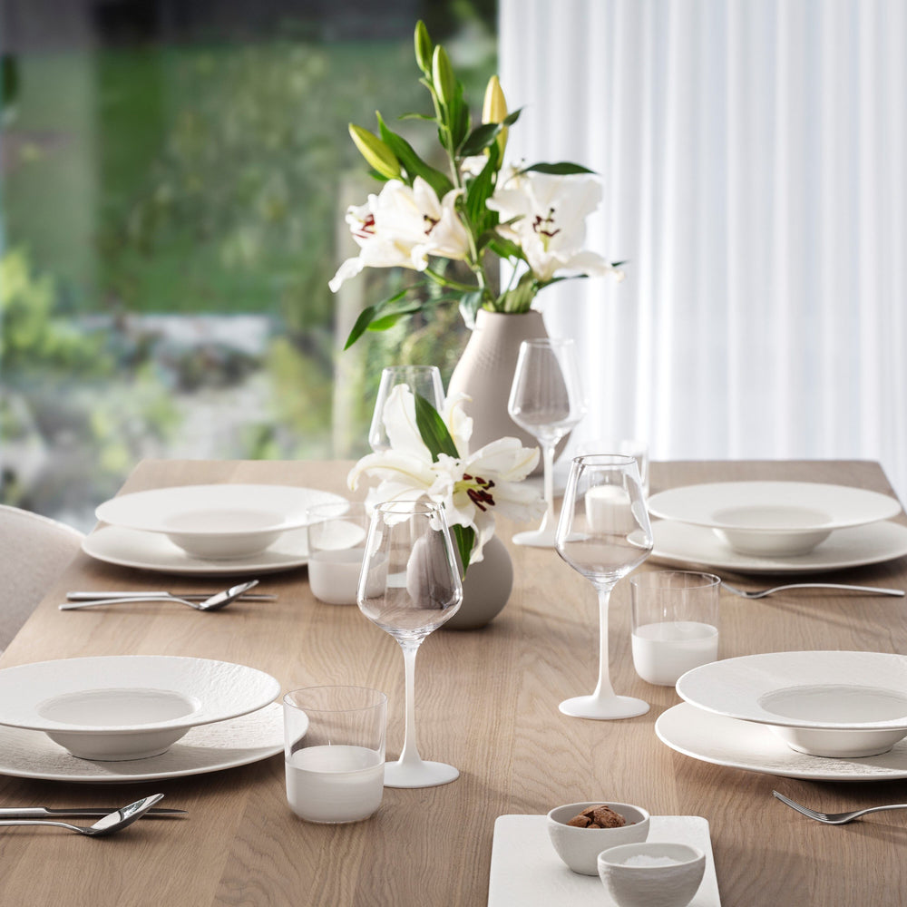 Service de vaisselle Villeroy & Boch Manufacture Rock - Blanc - 12 pièces / 4 personnes - 4 Assiette plates, 4 assiettes à petit-déjeuner en 4 assiettes creuses