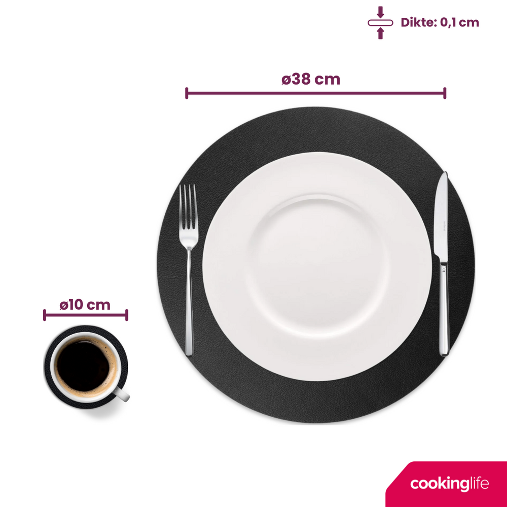 Ensemble de sets de table Cookinglife - Rond - Ø38 cm - 12 pièces