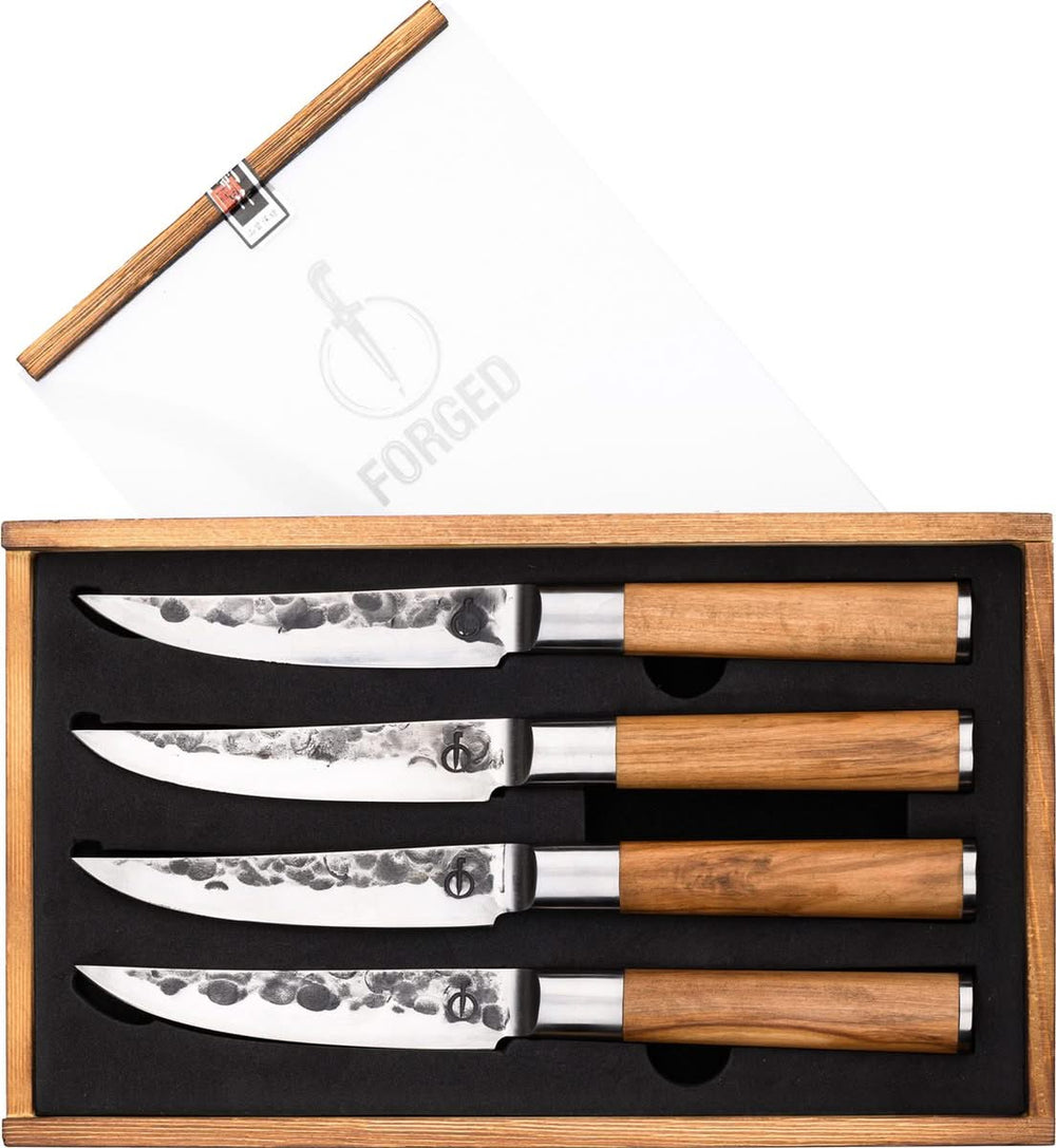 Ensemble de couteaux à steak Forged - Manche en olivier - Olive - 4 pièces