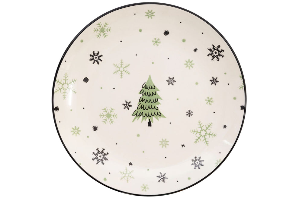 Service de table de Noël Cookinglife Vert 18 pièces / 6 personnes - 6 assiettes à dîner, 6 assiettes à petit-déjeuner & 6 bols