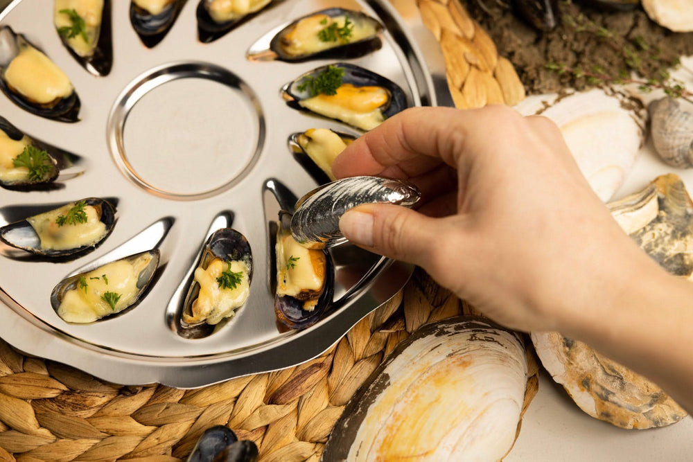 Ensemble de couverts à moules Anovi - en étain - Mosselbestek - 55 mm - 2 pièces