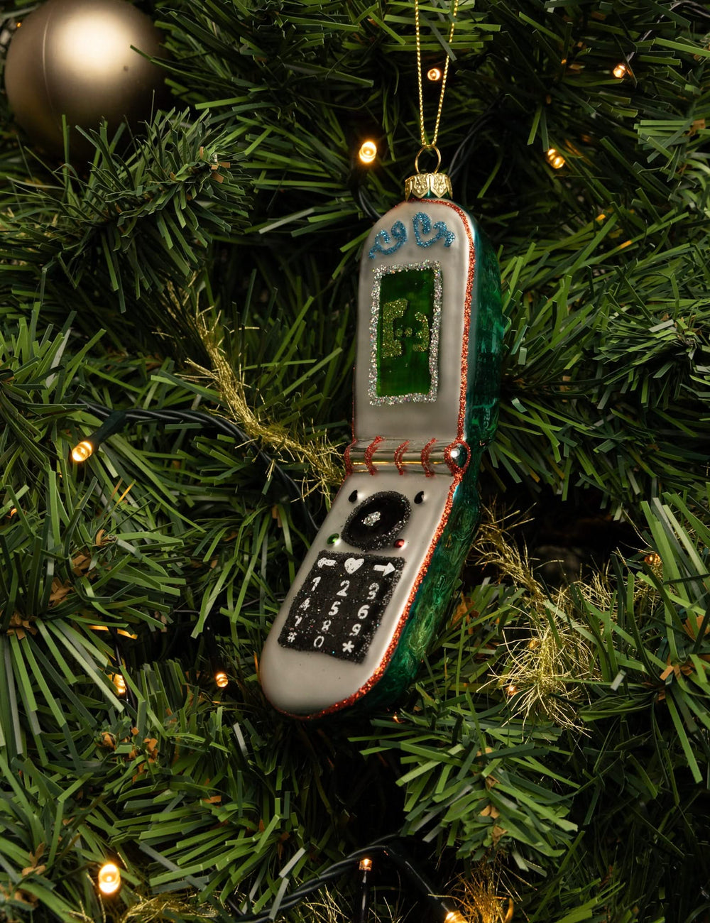 Boule de Noël Nordic Light - Mobile - en verre - 16 cm - Bleu
