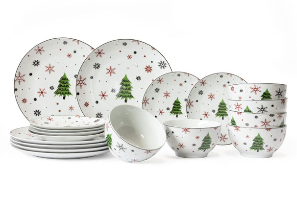 Set de service Cookinglife - Service Noël - en porcelaine - 6 pers - 18 pièces