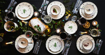 Service de table de Noël Cookinglife Vert 18 pièces / 6 personnes - 6 assiettes à dîner, 6 assiettes à petit-déjeuner & 6 bols