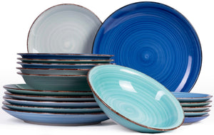 Ensemble de vaisselle Cookinglife - 6 personnes - Delice Bleu - Ø27 cm - 18 pièces