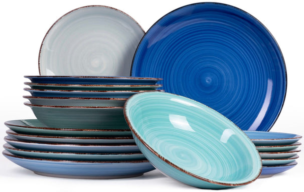 Ensemble de vaisselle Cookinglife - 6 personnes - Delice Bleu - Ø27 cm - 18 pièces