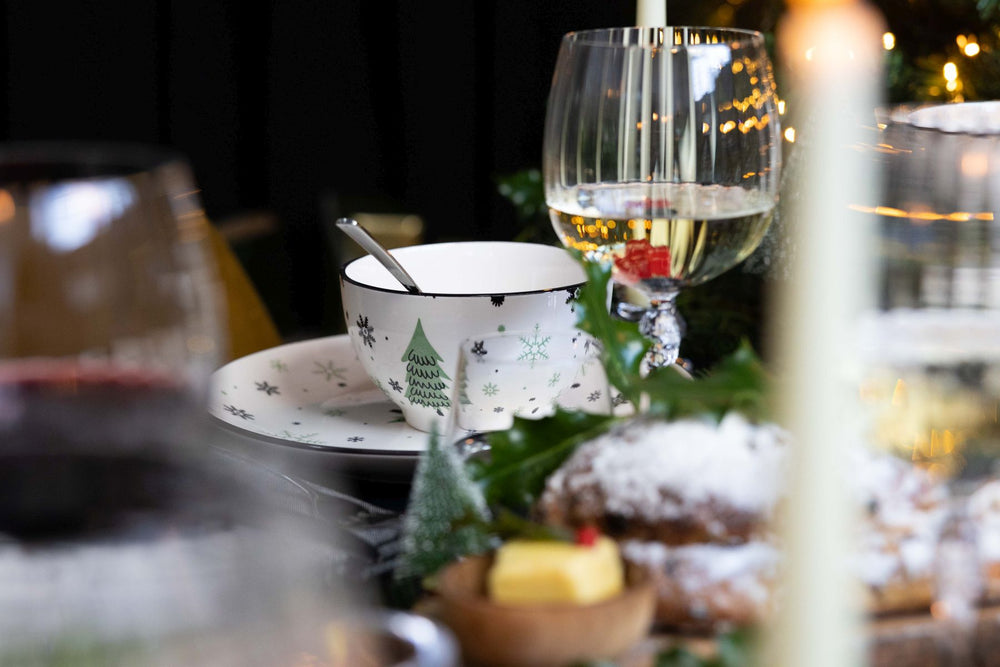 Service de table de Noël Cookinglife Vert 18 pièces / 6 personnes - 6 assiettes à dîner, 6 assiettes à petit-déjeuner & 6 bols