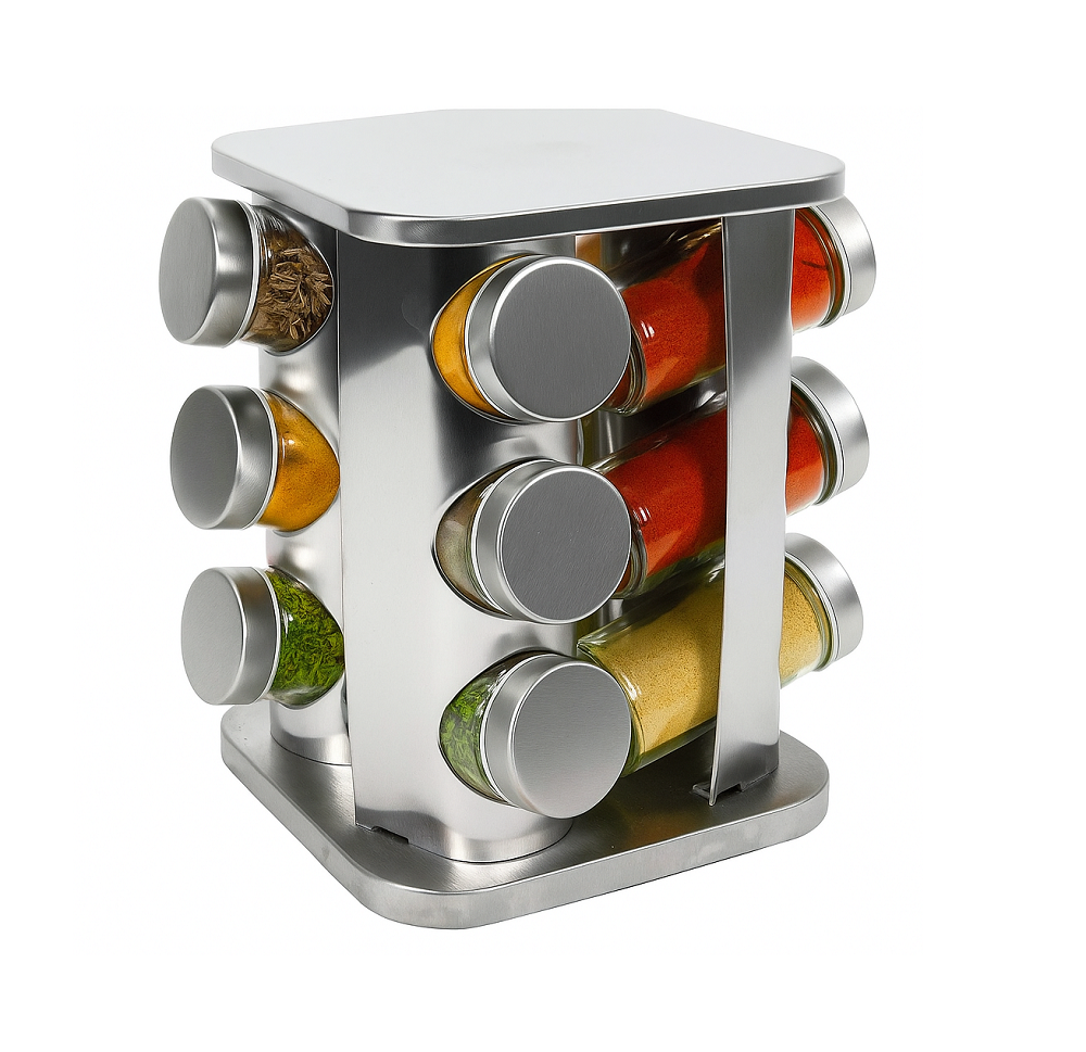 Ensemble de porte-épices Cookinglife - Carrousel a épices - en inox - 12 pièces