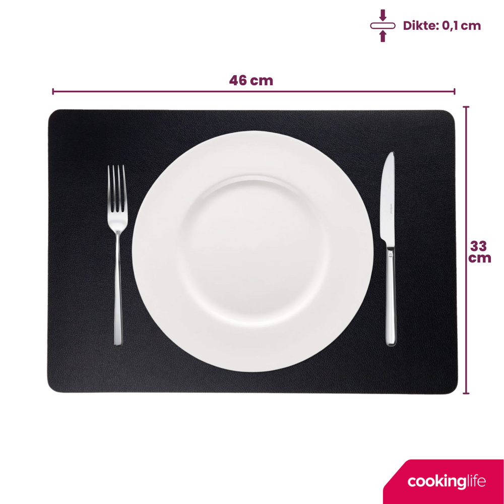 Set de sous-assiettes Cookinglife - Double face - Vegan - 46x33 cm - 6 pièces