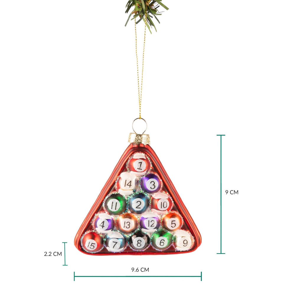 Boule de Noël Nordic Light - Motif billard - en verre - 10 cm