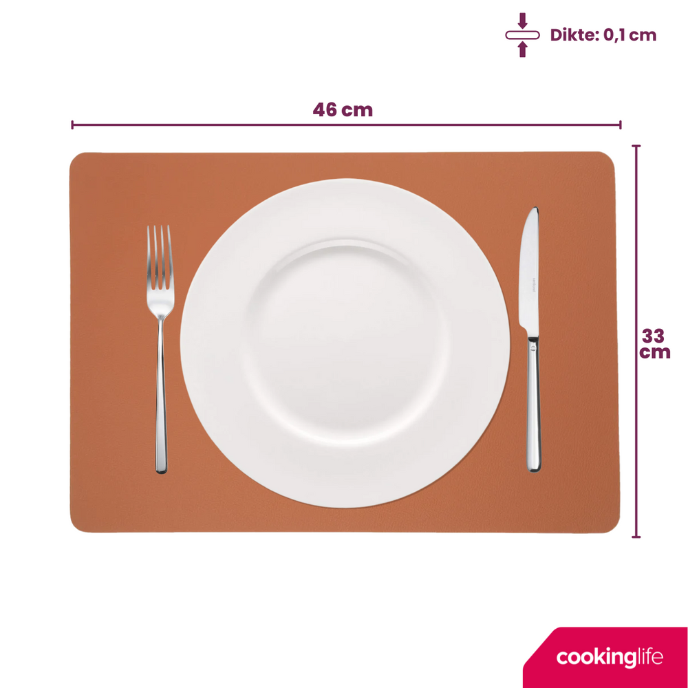 Set de sous-assiettes Cookinglife - Double face - Vegan - 46x33 cm - 6 pièces