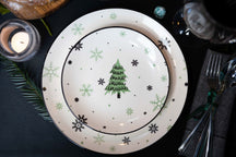 Service de table de Noël Cookinglife Vert 18 pièces / 6 personnes - 6 assiettes à dîner, 6 assiettes à petit-déjeuner & 6 bols