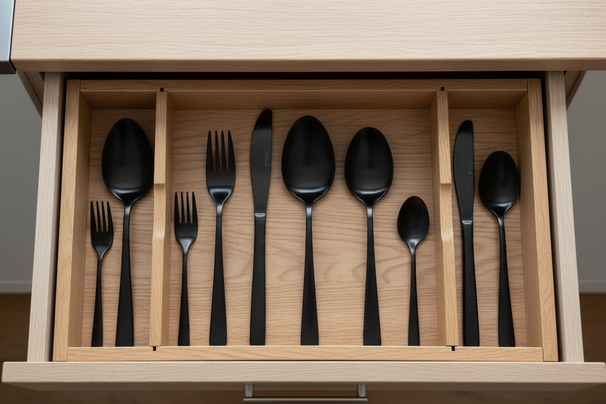 Set de couverts Studio Tavola - en inox - Black Tie - 8 personnes - 42 pièces