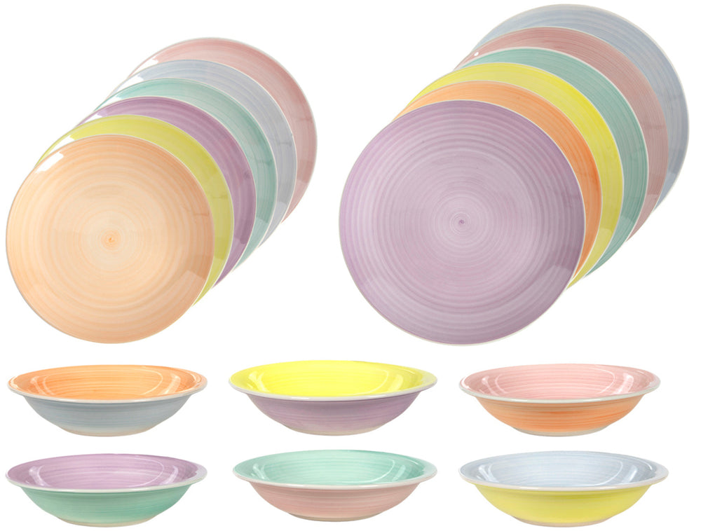Ensemble de vaisselle Cookinglife - 6 pers - Pastel - ø26,5cm - 18 pièces