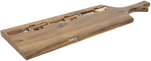 Planche de service / Planche à fromage Cookinglife avec couteaux - acacia - 65 x 20 cm - 4 pièces