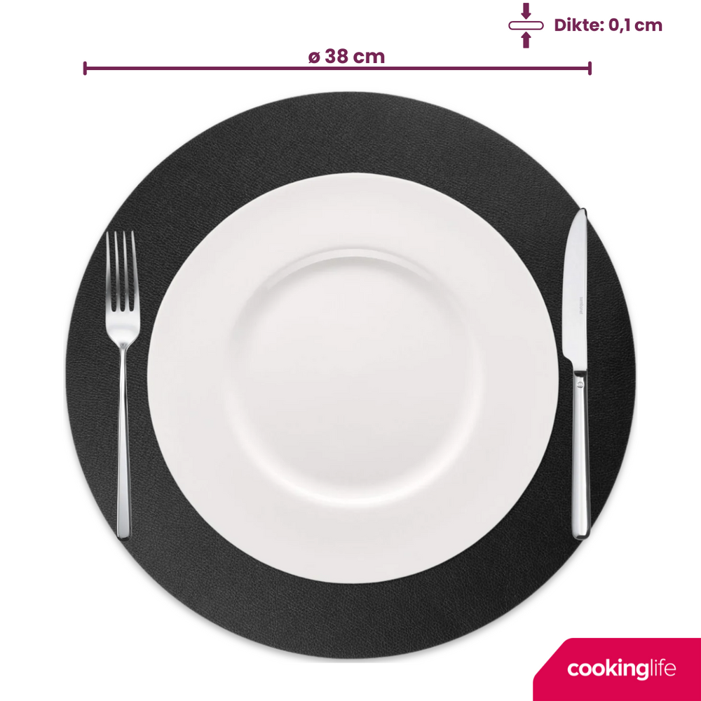 Set de sets de table Cookinglife - en cuir vegan - Placemats - Ø38 cm - 6 pièces