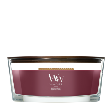 Bougie Parfumée WoodWick Ellipse Dark Cherry - 9 cm / 19 cm - Bougie en Verre - Mèche en Bois