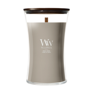 Bougie Parfumée WoodWick Large Wood Smoke - 18 cm / ø 10 cm - Bougie Parfumée en Verre - Mèche en Bois