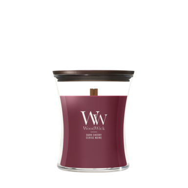 Bougie Parfumée WoodWick Medium Dark Cherry - 11 cm / ø 10 cm - Bougie Parfumée en Verre - Mèche en Bois
