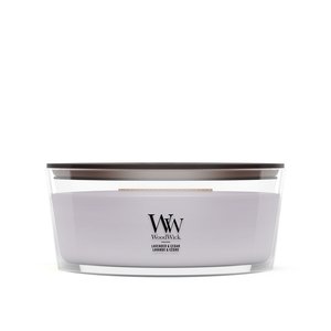 Bougie Parfumée WoodWick Ellipse Lavender & Cedar - 9 cm / 19 cm - Bougie Parfumée en Verre - Mèche en Bois