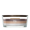 Bougie parfumée WoodWick Ellipse Trilogy Radiant Cashmere - 9 cm / 19 cm - Bougie parfumée en verre - Mèche en bois