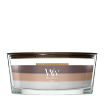 Bougie parfumée WoodWick Ellipse Trilogy Radiant Cashmere - 9 cm / 19 cm - Bougie parfumée en verre - Mèche en bois