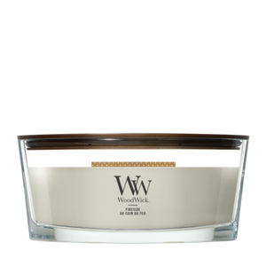 Bougie Parfumée WoodWick Ellipse Fireside - 9 cm / 19 cm - Bougie Parfumée en Verre - Mèche en Bois
