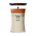 Bougie parfumée WoodWick Large Trilogy Vanilla Embers - 18 cm / ø 10 cm - Bougie parfumée en verre - Mèche en bois