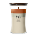 Bougie parfumée WoodWick Large Trilogy Vanilla Embers - 18 cm / ø 10 cm - Bougie parfumée en verre - Mèche en bois