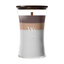 Bougie parfumée WoodWick Large Trilogy Radiant Cashmere - 18 cm / ø 10 cm - Bougie parfumée en verre - Mèche en bois