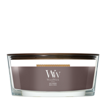 Bougie parfumée WoodWick Ellipse Iris Woods - 9 cm / 19 cm - Bougie parfumée en verre - Mèche en bois