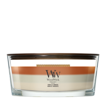 Bougie parfumée WoodWick Ellipse Trilogy Vanilla Embers - 9 cm / 19 cm - Bougie parfumée en verre - Mèche en bois
