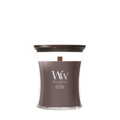 Bougie Parfumée WoodWick Medium Iris Woods - 11 cm / ø 10 cm - Bougie Parfumée en Verre - Mèche en Bois