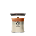 Bougie parfumée WoodWick Medium Trilogy Vanilla Embers - 11 cm / ø 10 cm - Bougie parfumée en verre - Mèche en bois
