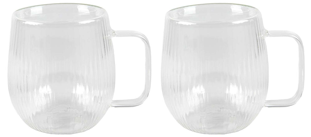 Tasses à café / thé Cookinglife Lines - en verre double paroi avec anse - 350 ml - 2 pièces