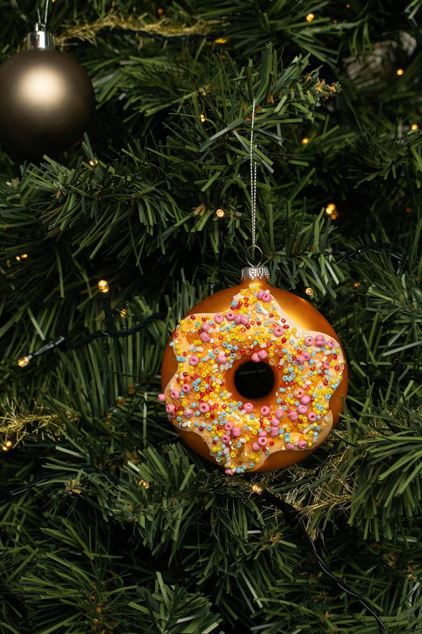 Boule de Noël Nordic Light - Donut - Confetti - 10 cm - en verre