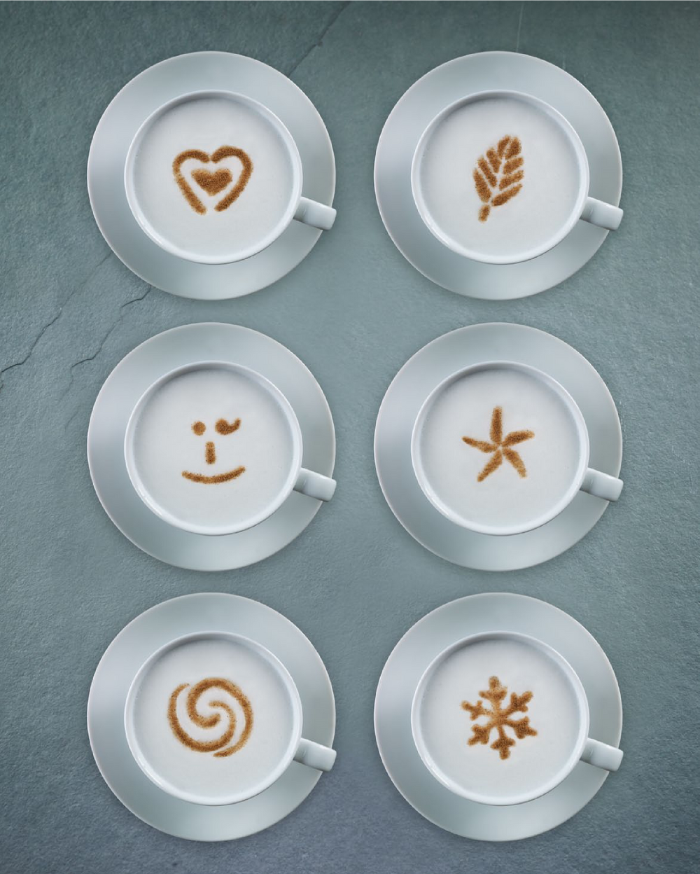 Set de saupoudreuse a cacao Aerolatte - Cappuccino Artist - en inox - 6 pochoirs