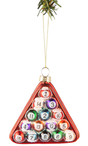 Boule de Noël Nordic Light - Motif billard - en verre - 10 cm